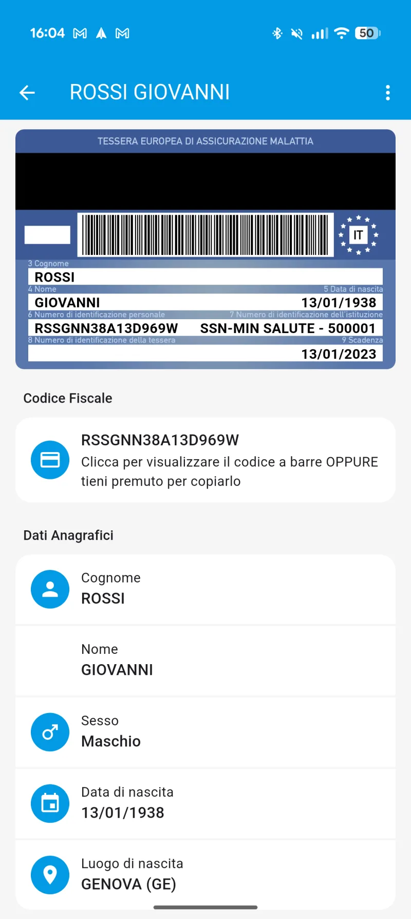 Dettaglio reale di un documento in TesSa